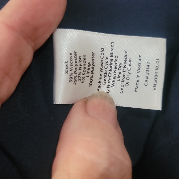 Talbots Dark Blue Denim look suit Jacket blazer 12 office workwear - Picture 4 of 9